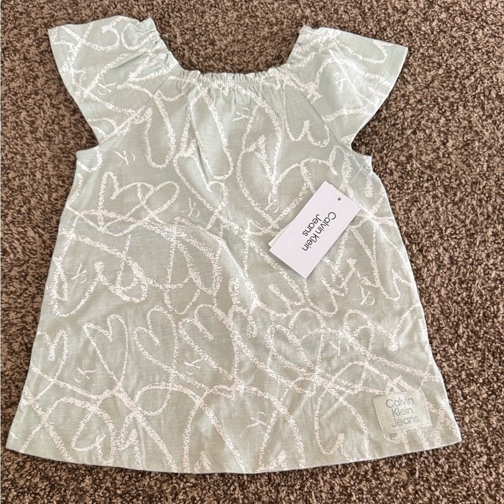 Calvin Klein Jeans Light Mint Heart-Print Girls Top